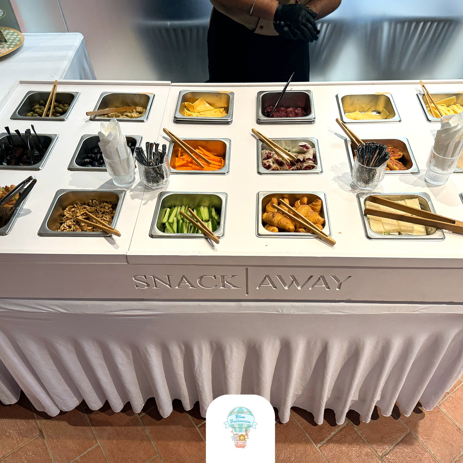 Snack buffet counter prepared for a party