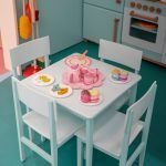 Toy tea table in BlueBalloonia’s pretend-play area