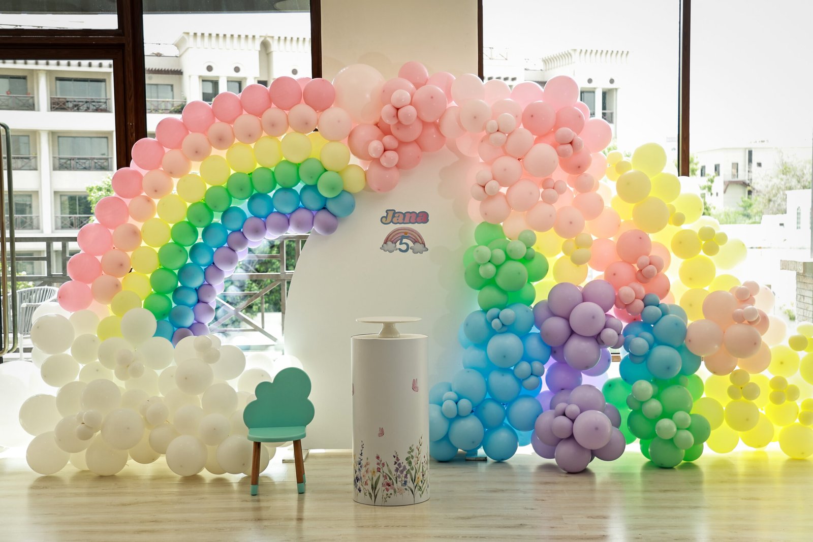 Pastel rainbow birthday backdrop
