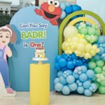 Blue themed balloon decoration for a children’s birthday party in Muscat