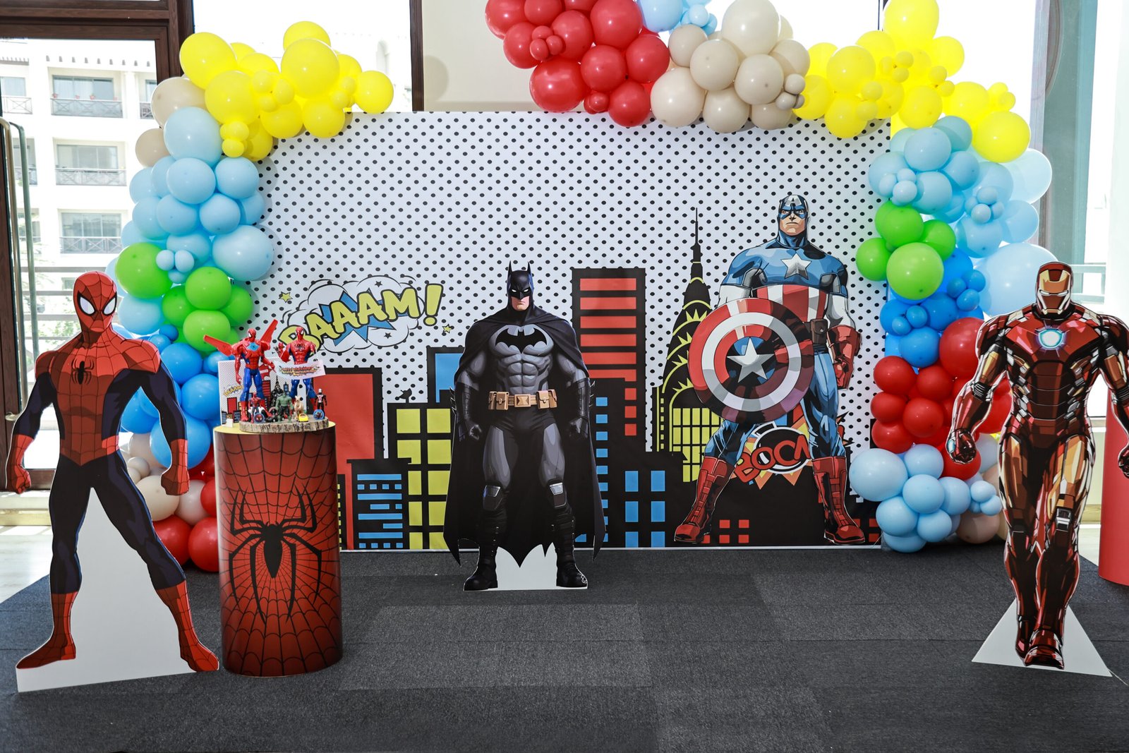 Superhero-city birthday backdrop