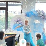 Bubble show at a Frozen-themed BlueBalloonia birthday party