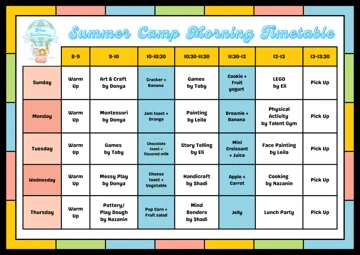 Summer Camp: Morning Timetable · 2025
