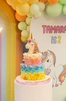 Rainbow unicorn cake