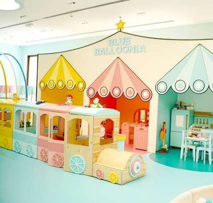 Pretend-play houses and play train