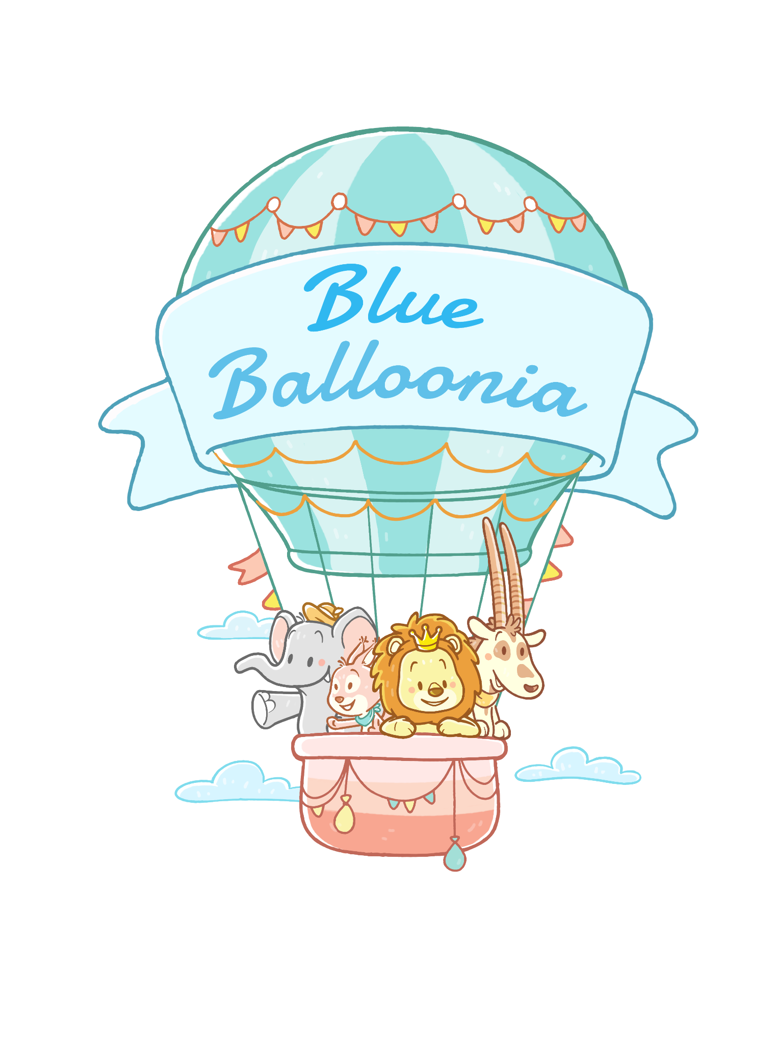 The BlueBalloonia balloon and mascots
